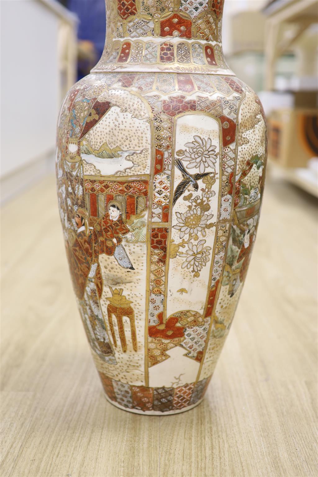 A large Satsuma pottery vase, height 63cm